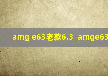 amg e63老款6.3_amge63 2024款